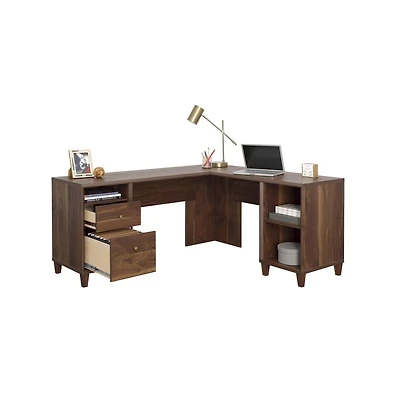 Sauder Willow Place L Desk, Grand Walnut finish