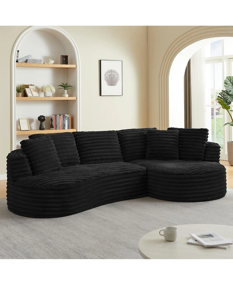 Streamdale Furniture Modern Curved L-Shape Luxury Sectional Sofa: Minimalist Comfy Sleeper Couch