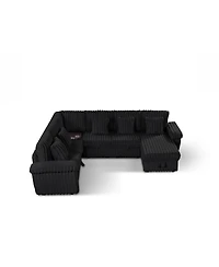 Streamdale Furniture 110" U-shaped corduroy sofa with storage