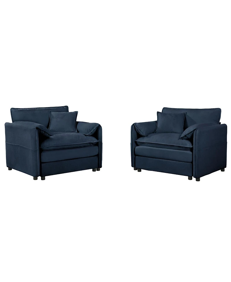 Streamdale Furniture Oversized Chenille Accent Chair Set of 2, Comfy Single Sofa Chair, Modern Armchair