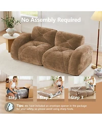 Streamdale Furniture Camel 2-Seater Tufted Sofa with Velvet Fabric, No Assembly Required