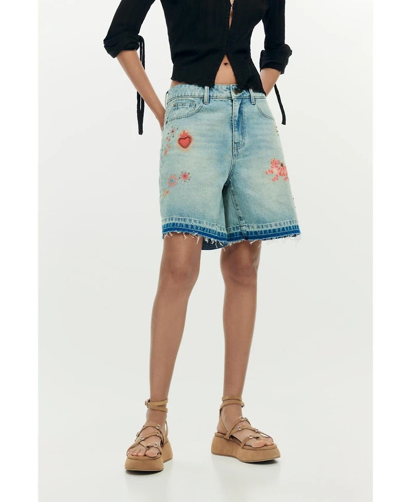 Desigual Women's Printed denim bermuda