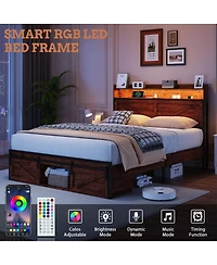 Streamdale Furniture Storage Headboard Led Bed Frame With Drawers