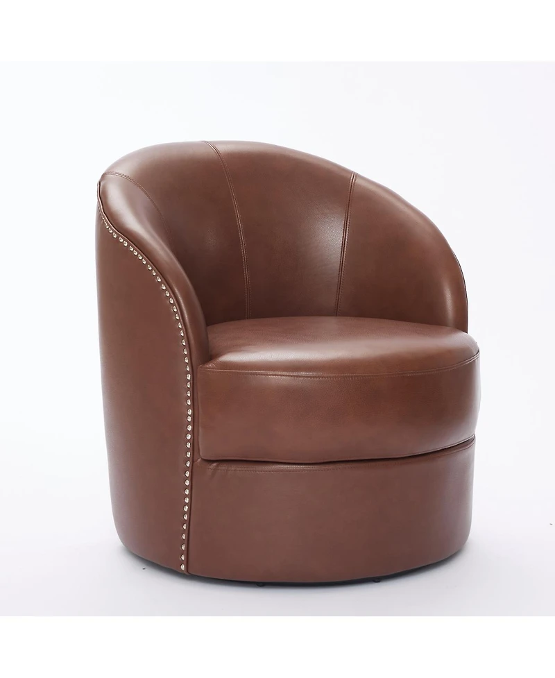 Streamdale Furniture Leather Swivel Accent Chair, Mid-Century Modern Lounge Chair