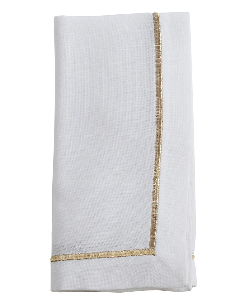 Saro Lifestyle Embroidered Line Design Napkins, Set of 4