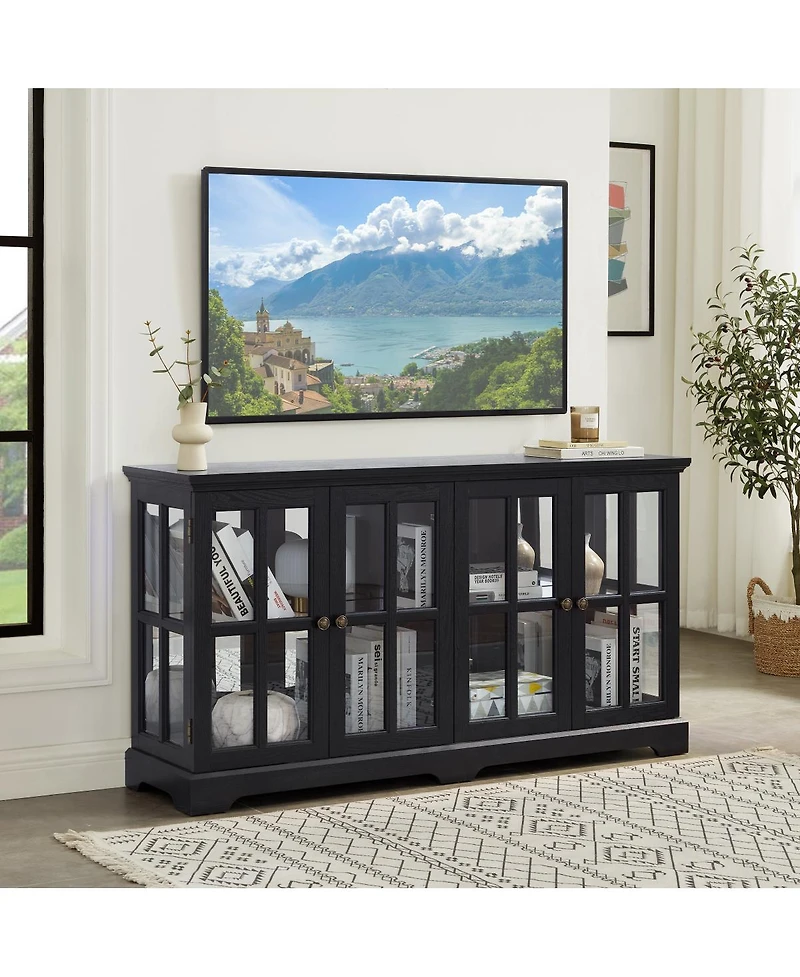 Streamdale Furniture Antique Led Curio Display Cabinet with Glass Doors