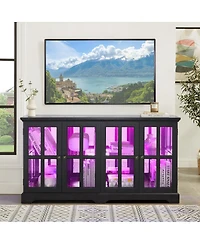 Streamdale Furniture Antique Led Curio Display Cabinet with Glass Doors