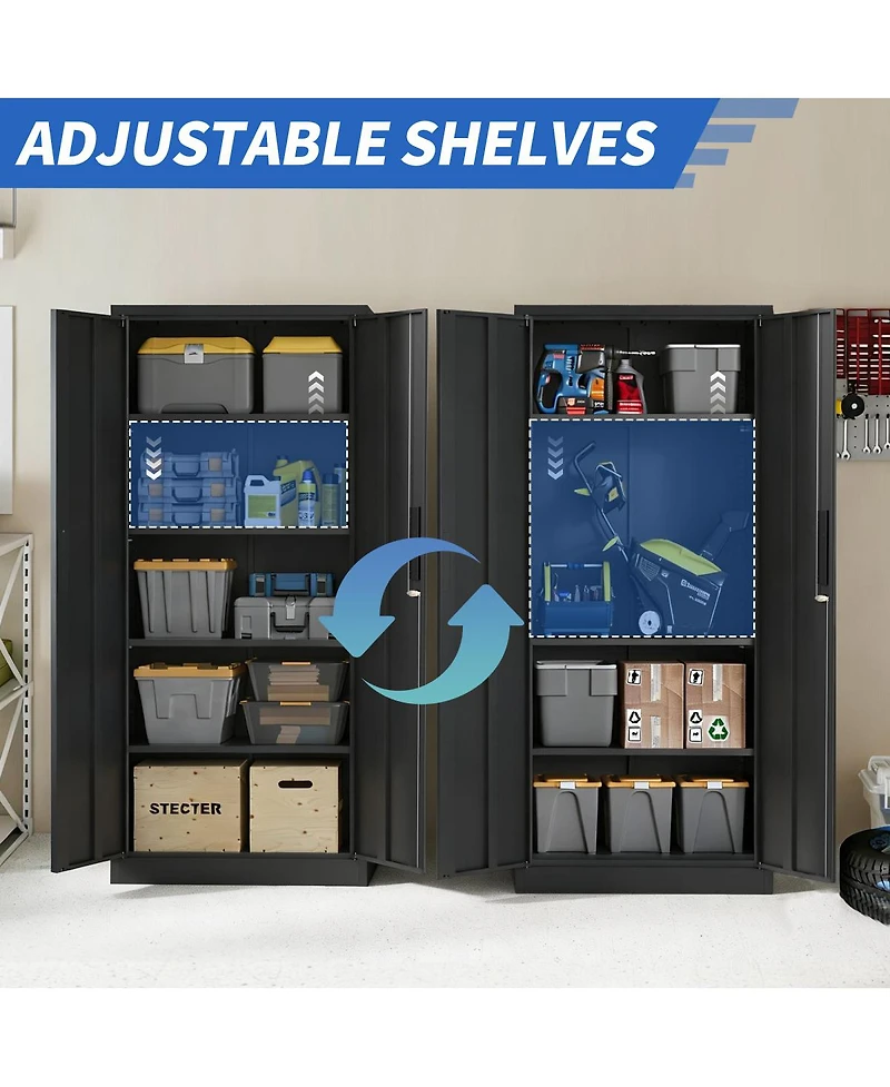 Streamdale Furniture 71"H Metal Garage Storage Cabinet with 4 Shelves and Lock