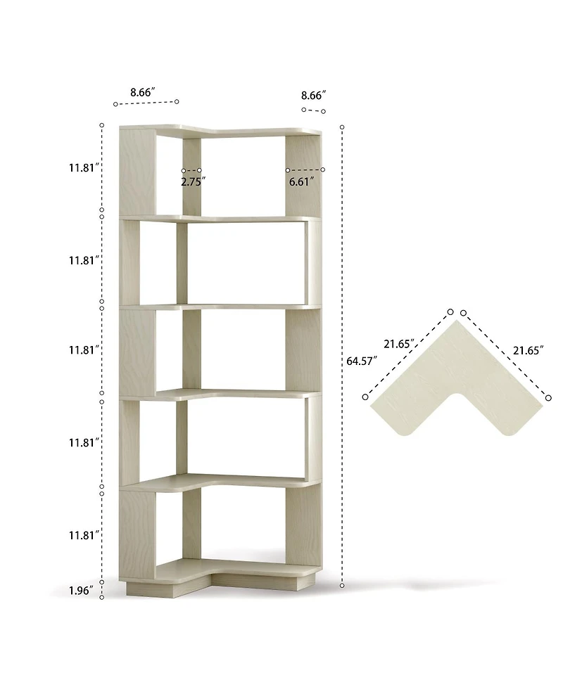 Streamdale Furniture 2-Pc L+I Corner Bookcase Set, Space Saving