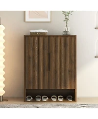 Streamdale Furniture Wooden Shoe Cabinet with Doors and Adjustable Shelves