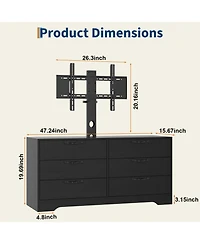 gaomon 47.2 Tv Stand with Mount for Tvs , Media Console with 6 Drawers and Adjustable TV Bracket