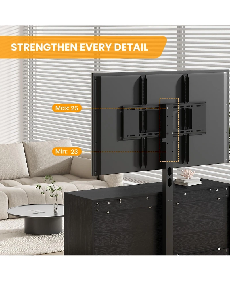 gaomon 47.2 Tv Stand with Mount for TVs 32-85", Media Console with 6 Drawers and Adjustable Height Bracket