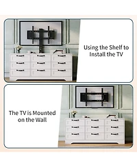 gaomon Tv Stand with Mount for Tvs, Modern Media Console with 9 Drawers and Adjustable Height TV Bracket