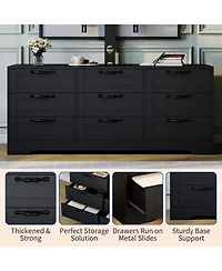 gaomon TV Stand with Mount for Tvs, Modern Media Console 9 Drawers and Adjustable Height Bracket