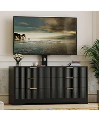 gaomon Tv Stand with Mount for TVs ,Modern Entertainment Center 6 Drawers and Adjustable Bracket