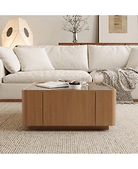 Streamdale Furniture Square Coffee Table with Storage and Glass Top