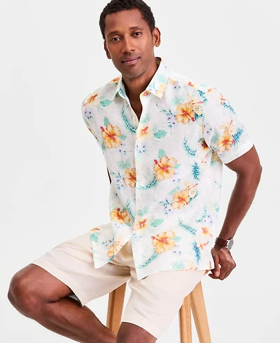 Club Room Men's Hola Floral Linen Short Sleeve Shirt, Macy's Exclusive