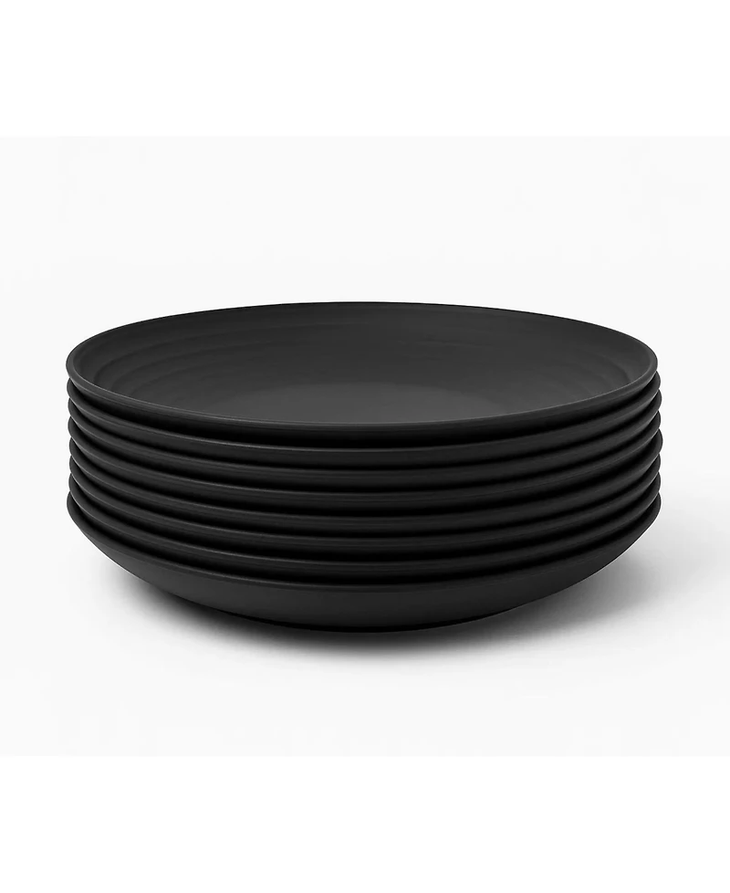 Abode Homewares Ribbed Coupe Wheat Dinner Plates, Set of 8