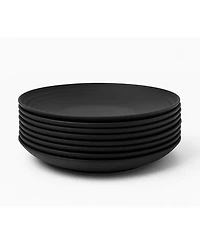 Abode Homewares Ribbed Coupe Wheat Dinner Plates, Set of 8