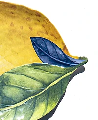 Abode Homewares Lemon Orchard 11.9" Melamine Lemon Shape Serving Platter