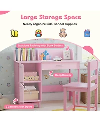 Slickblue Kids Wooden Study Desk and Chair Set for Learning and Writing