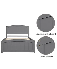 Rainsken Twin Size Bed Frame, Wood Platform Bed with Headboard, Footboard and Wood Slat Support for Bedroom