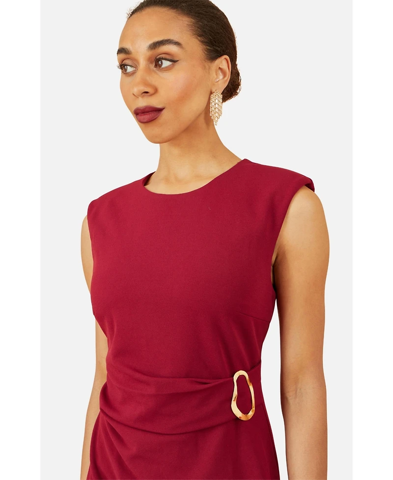 Yumi Women's Buckle Detail Ruched Dress