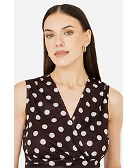 Yumi Women's Polka Dot Mesh Wrap Skater Dress