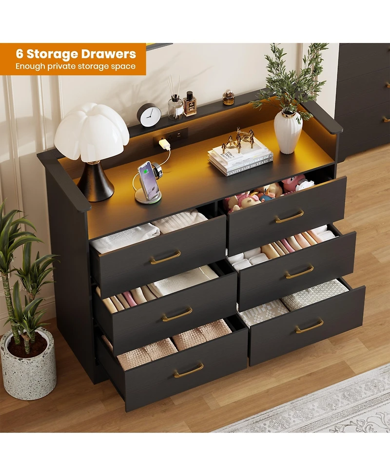 gaomon -Drawer Wooden Dresser, Modern Closet Storage Cabinet for Bedroom