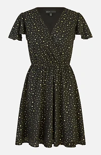 Yumi Women's Skater Dress With Mini Star Foil Print