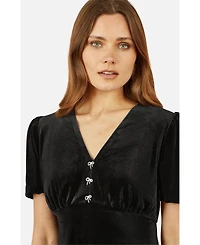 Yumi Women's Velvet Diamante Detail Skater Dress