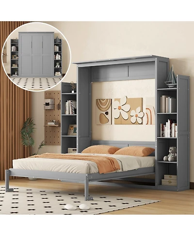 Streamdale Furniture Murphy Bed With Shelves and Led Lights