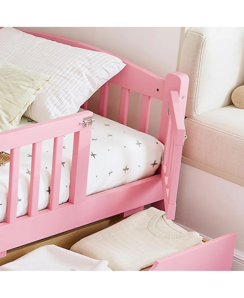 Streamdale Furniture Platform Bed with Storage and Guardrails
