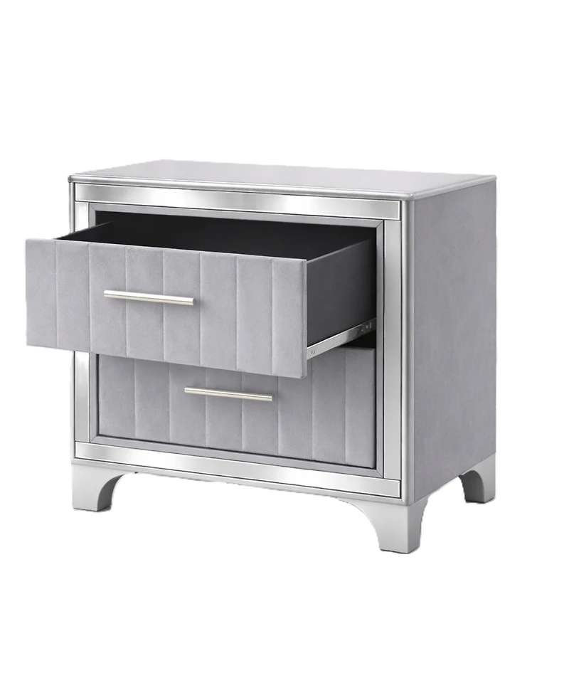 Streamdale Furniture Acrylic Nightstand 2 Drawers and Silver Legs