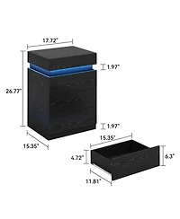 Streamdale Furniture 3-Drawer Nightstand Charging and Led