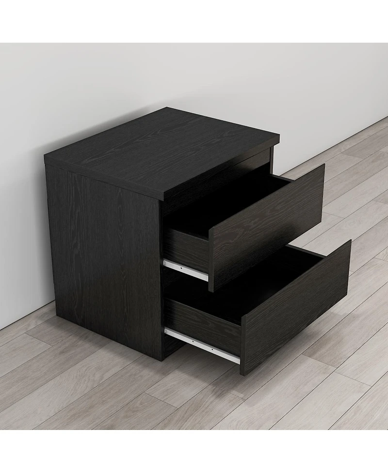 Streamdale Furniture 19.7 inches Nightstand 2 Drawers, Handle-Free Design