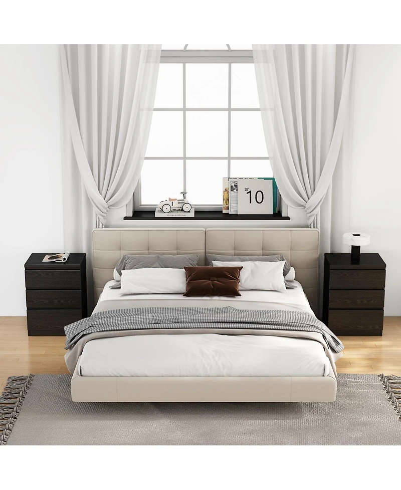Streamdale Furniture 2pieces 19.7 inches 3-Drawer Nightstand Set, Handle-Free