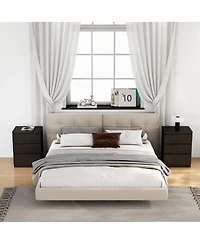 Streamdale Furniture 2pieces 19.7 inches 3-Drawer Nightstand Set, Handle-Free