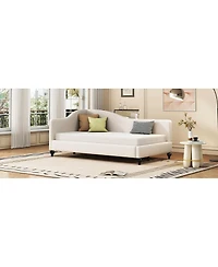 Streamdale Furniture Linen L-Shaped Daybed with Wood Legs