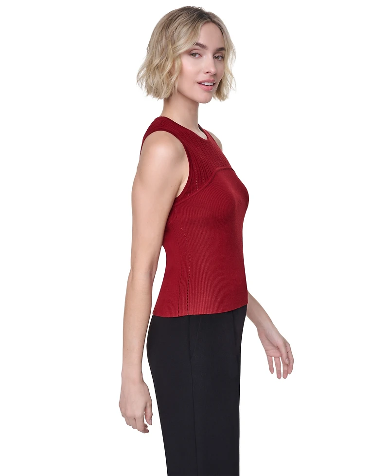 Dkny Women's Yoke Detail Sleeveless Sweater