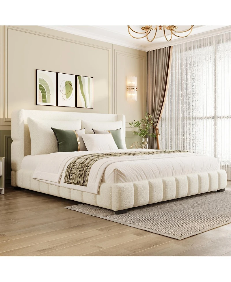 Streamdale Furniture Upholstered Platform Bed with 2 Pillows