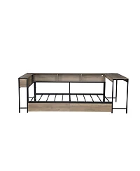Streamdale Furniture Full Bed w/Bookcase, Led, Charging, Storage