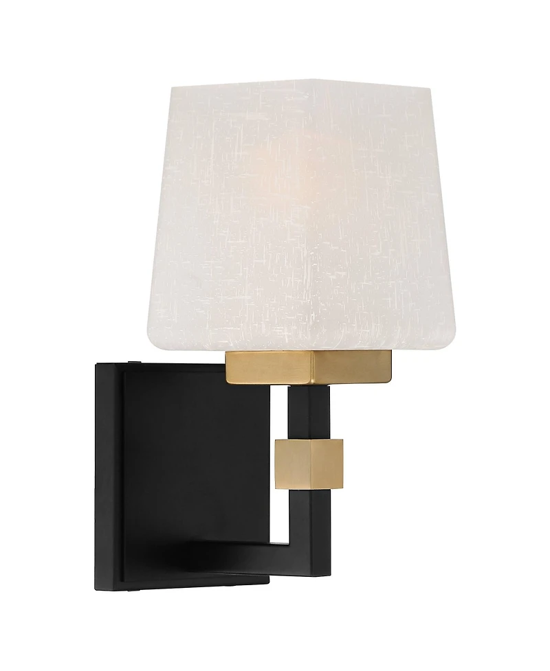 Possini Euro Design Beauregard Modern Wall Light Sconce Hardwire 4 1/2" Fixture Square Linen Glass for Bedroom Reading Hallway House Home