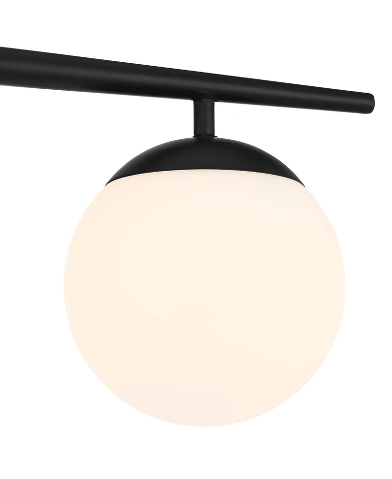 Possini Euro Design Meridian Modern Wall Light Black Hardwire 24" 3-Light Fixture Opal Glass Globe Shade for Bedroom Living Room