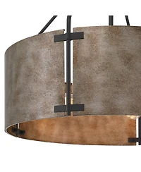 Possini Euro Design Julian 22inch Farmhouse Rustic Pendant Chandelier Ceiling Light Fixture Dining Room Over Table Drum Finish Metal