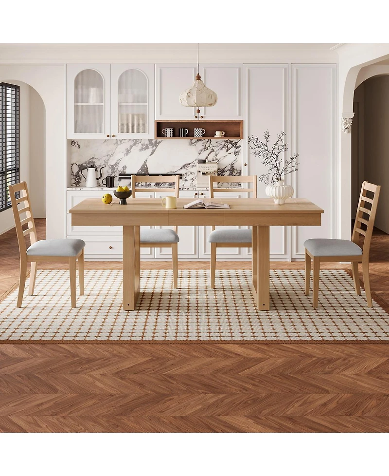 Streamdale Furniture Farmhouse Extendable Dining Table Set with 4 Chairs