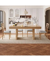 Streamdale Furniture Farmhouse Extendable Dining Table Set with 4 Chairs