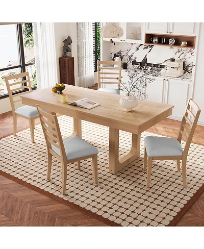 Streamdale Furniture Farmhouse Extendable Dining Table Set with 4 Chairs