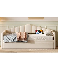 Streamdale Furniture Daybed with Pop-Up Trundle and Charging Ports