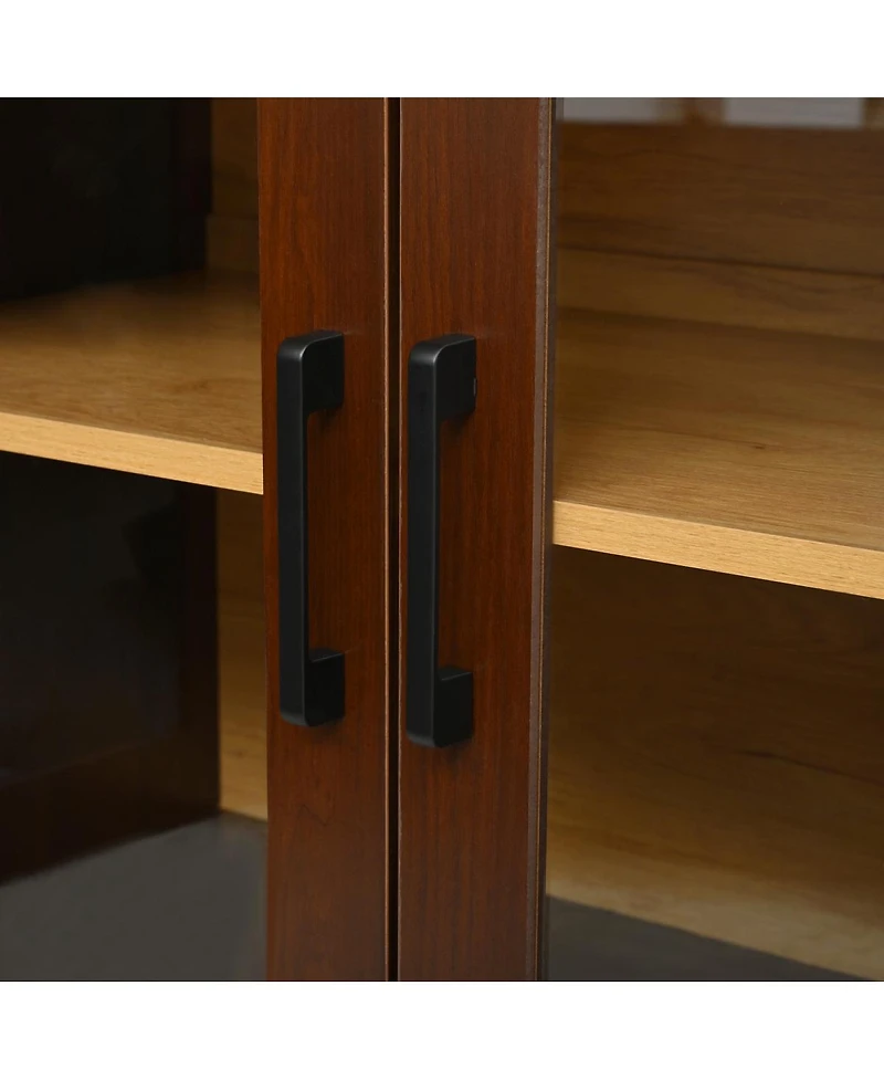 Streamdale Furniture Farmhouse Tv Stand Glass Doors